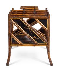 A Chinese Export Bamboo and Ebonized Canterbury
