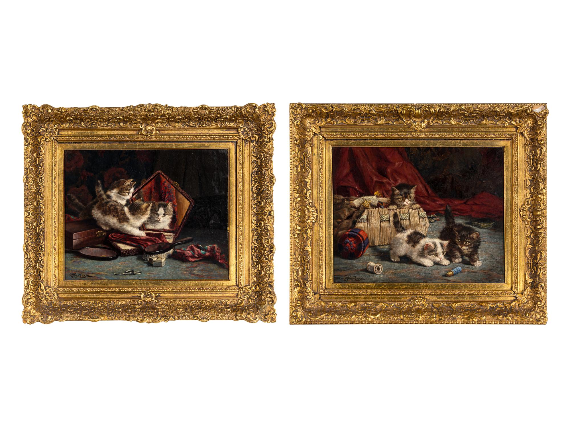 Kittens in a Basket and Kittens at the Mirror (a pair of works)