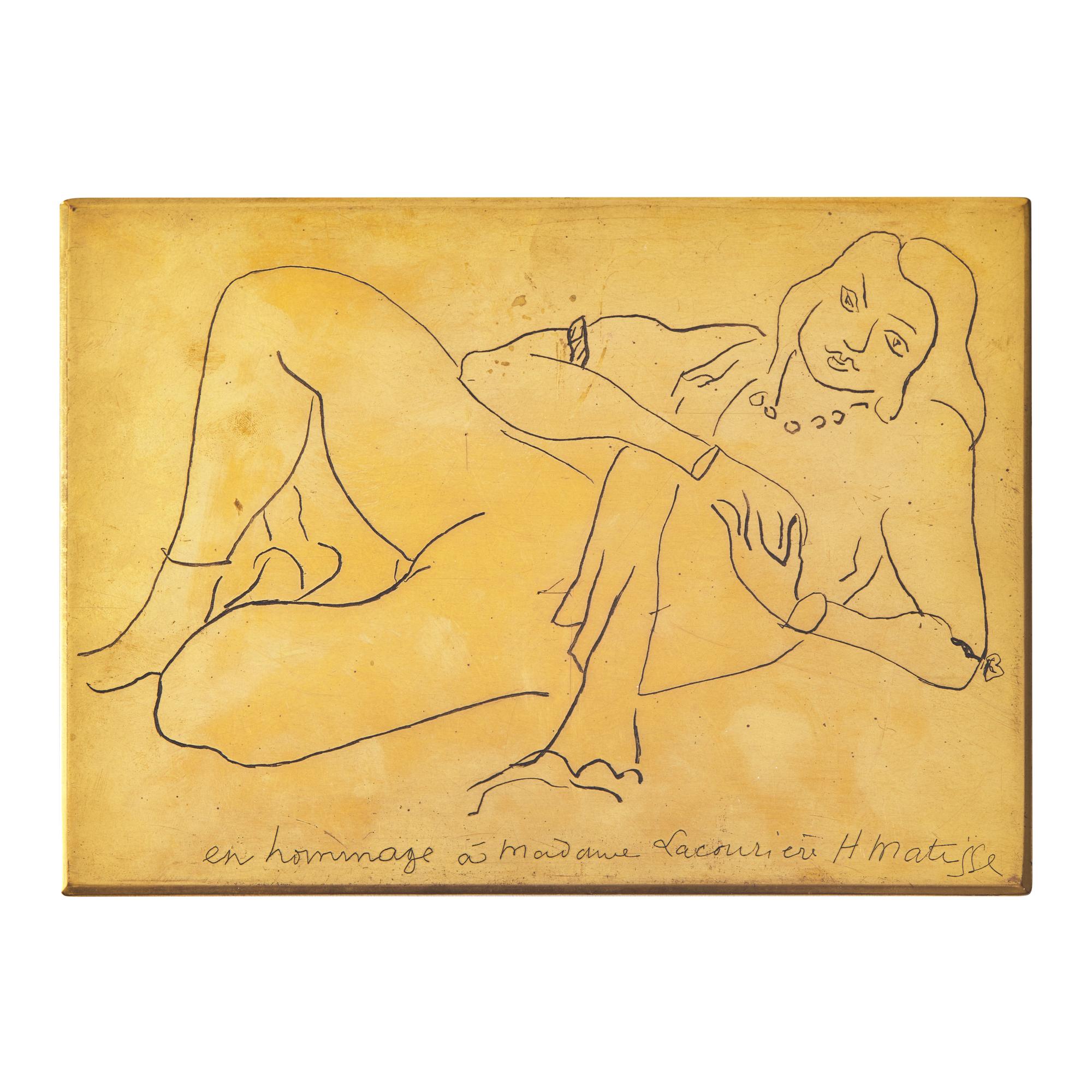 Henri Matisse (French, 1869–1954) — Original Copper Plate for Nu couchée s'appuyant sur le bras droit , 1929