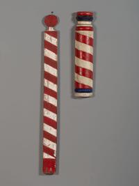 Two Paint Decorated Wood Barber Poles