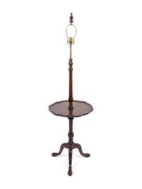 A George III Style Carved Mahogany Candlestand-Form Floor Lamp