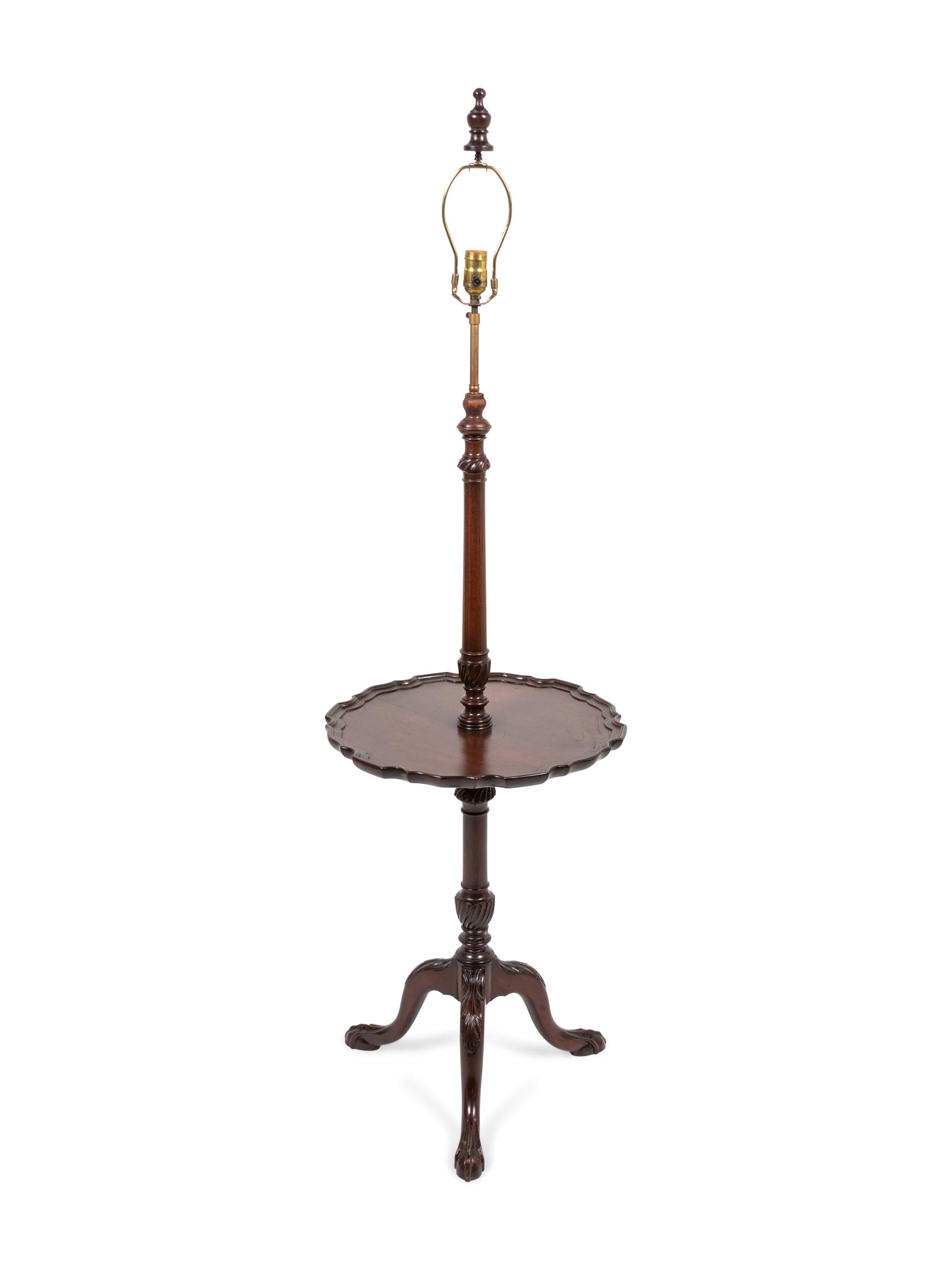 A George III Style Carved Mahogany Candlestand-Form Floor Lamp