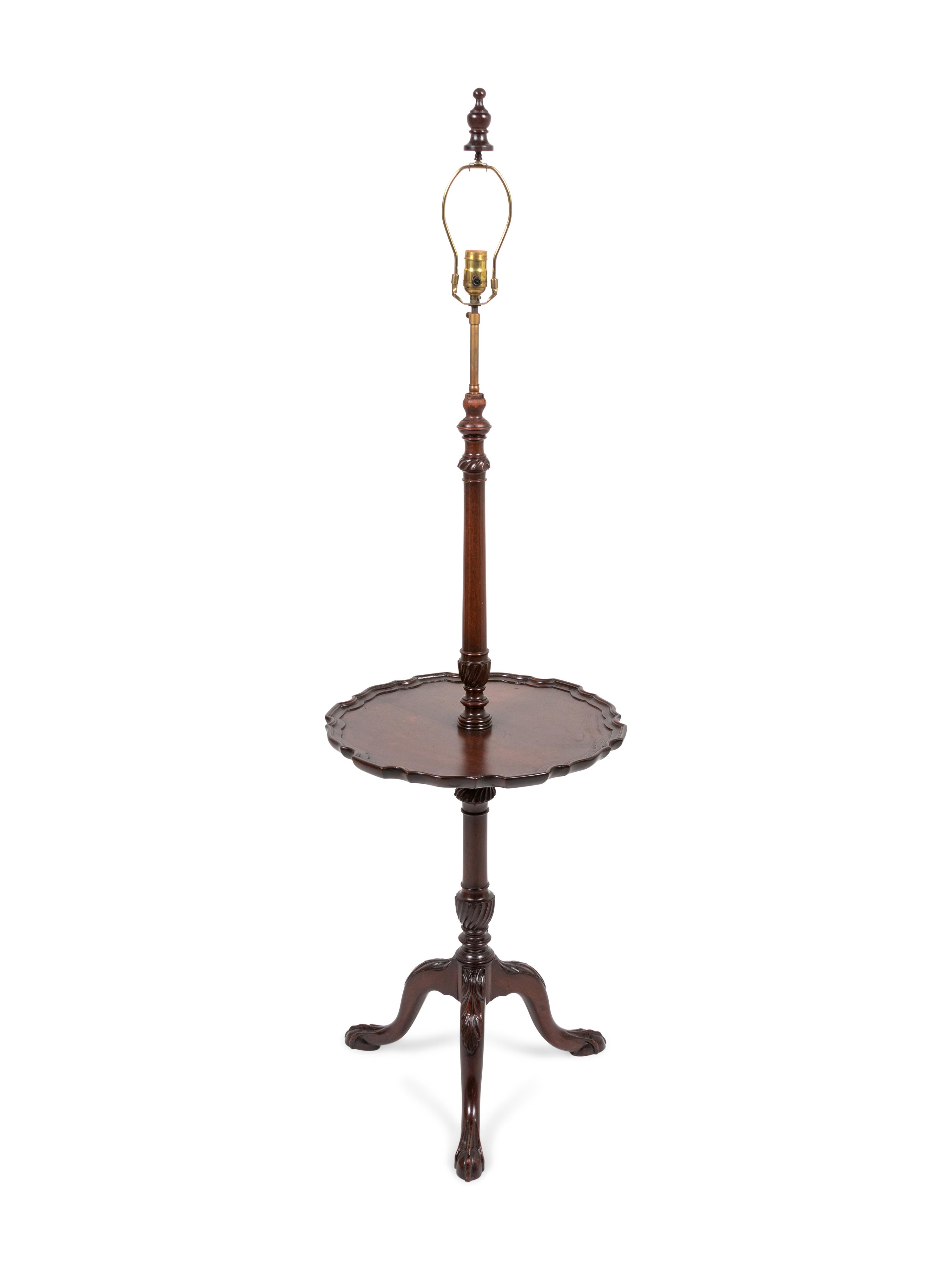 A George III Style Carved Mahogany Candlestand-Form Floor Lamp