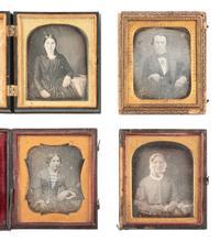 [EARLY PHOTOGRAPHY]. 19 sixth plate daguerreotypes of people with books & other objects/accessories.