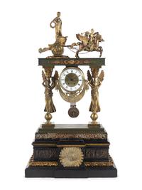 A Large Empire Style Gilt Bronze Mantel Clock