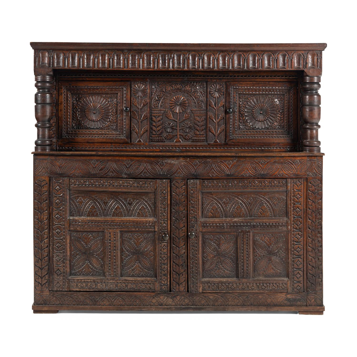 A Charles II Oak Press Cupboard