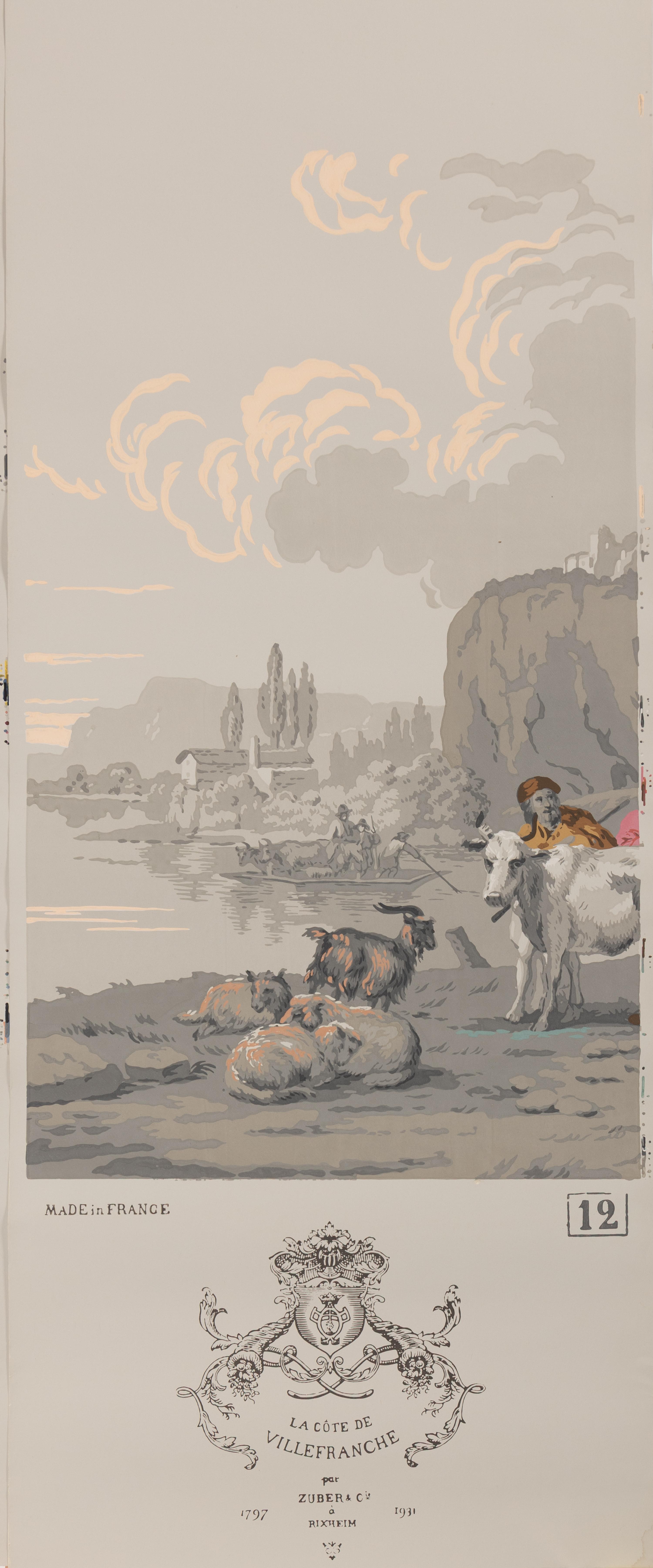 A Complete Set of Fourteen Zuber et Cie. La Cote de Villefranche Wallpaper Panels