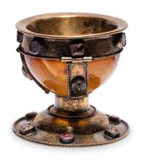 A Russian Gem-Set Silver-Gilt Mounted Agate Bowl