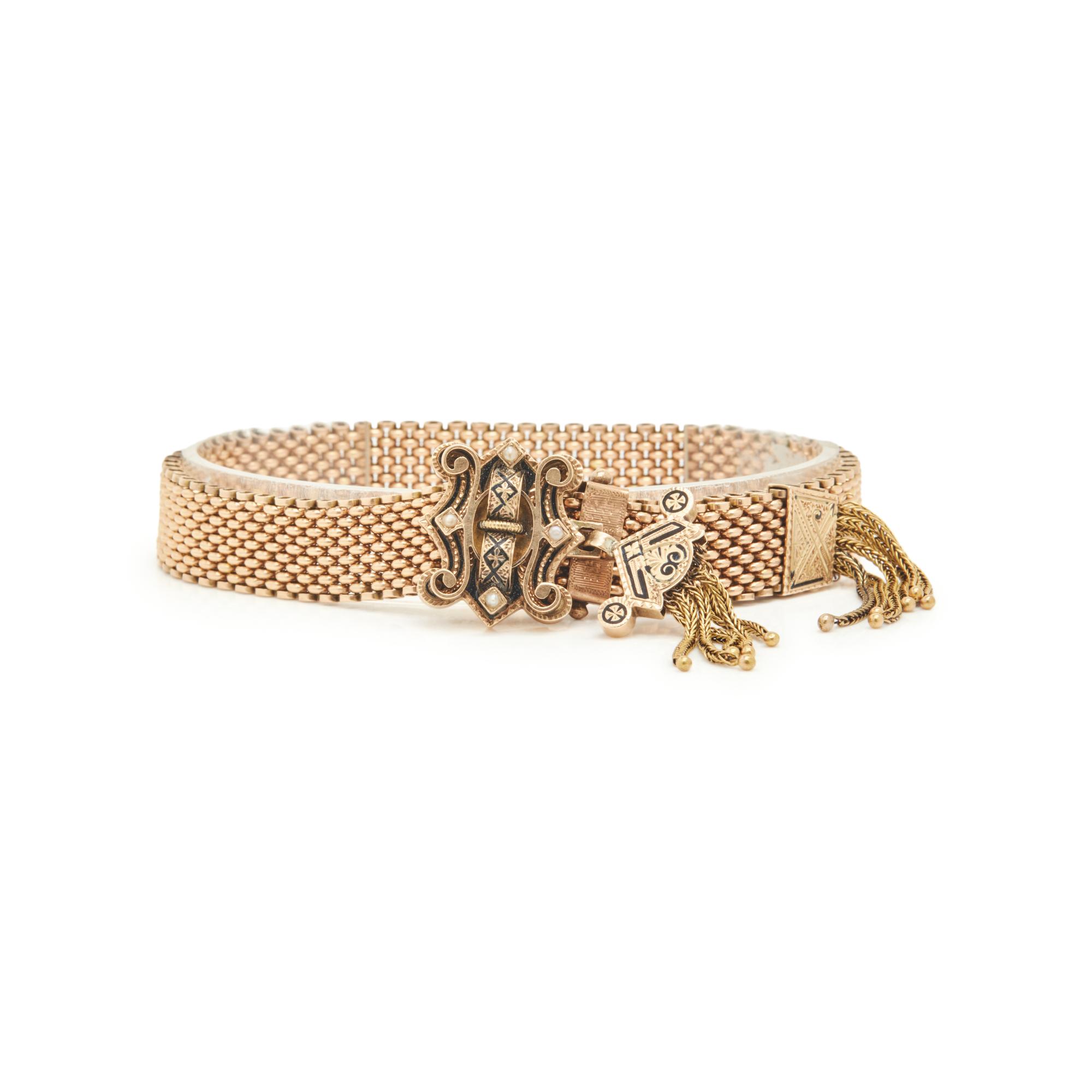 VICTORIAN, COLLECTION OF YELLOW GOLD AND BLACK ENAMEL JEWELRY