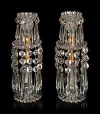 A Pair of English Cut Glass Girandoles