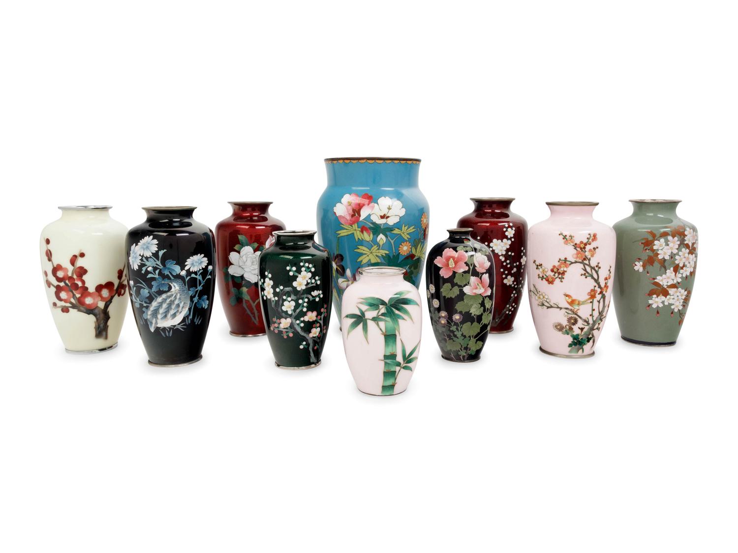 10 Japanese Cloisonné Vases