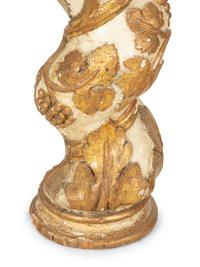 A Pair of Italian Carved, Painted and Parcel Gilt Columms