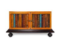 A Leather Veneered Low Table with Faux Books