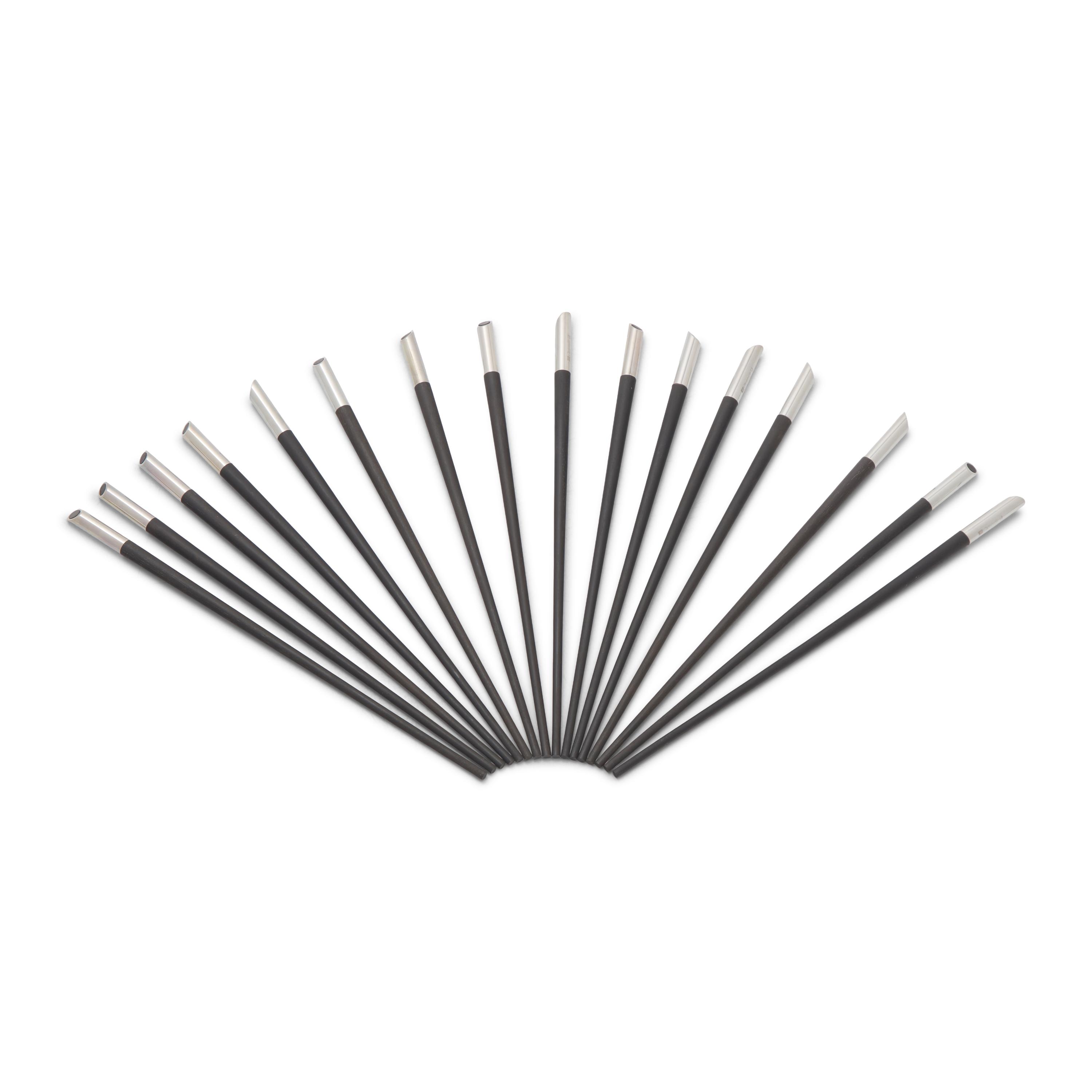 A Set of Christofle Silver-Plate Mounted Chopsticks