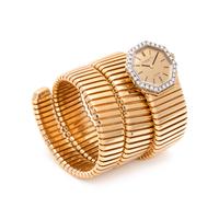 BVLGARI, VACHERON & CONSTANTIN, 18K YELLOW GOLD AND DIAMOND 'TUBOGAS' WRISTWATCH