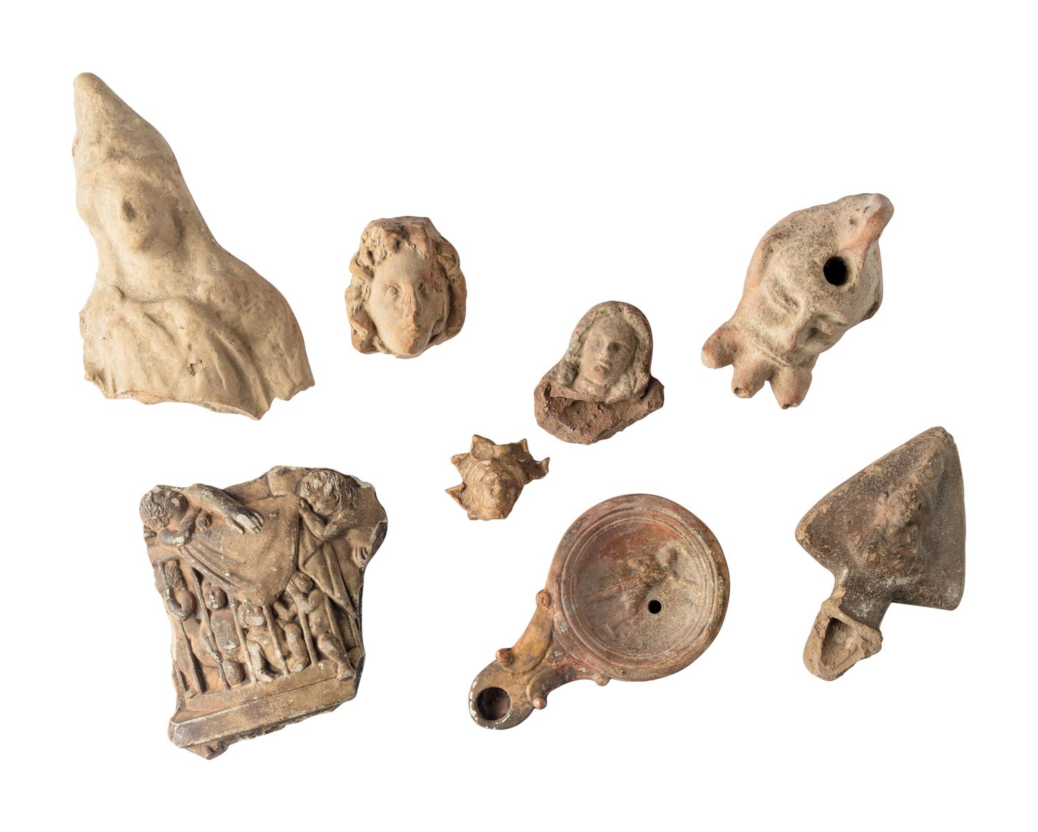 Ten Roman Terracotta Figures and Lamps