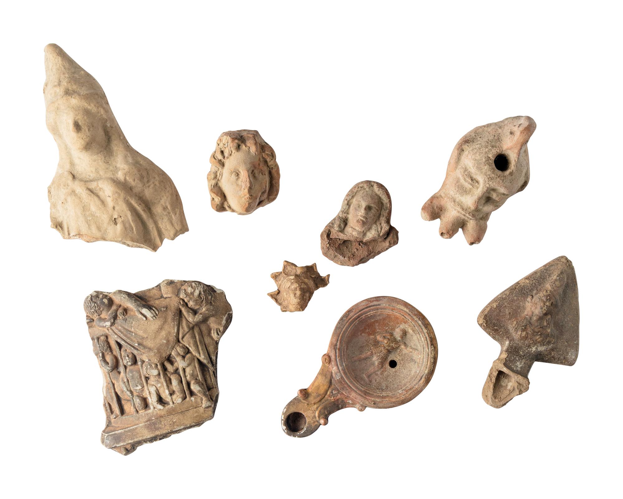 Ten Roman Terracotta Figures and Lamps