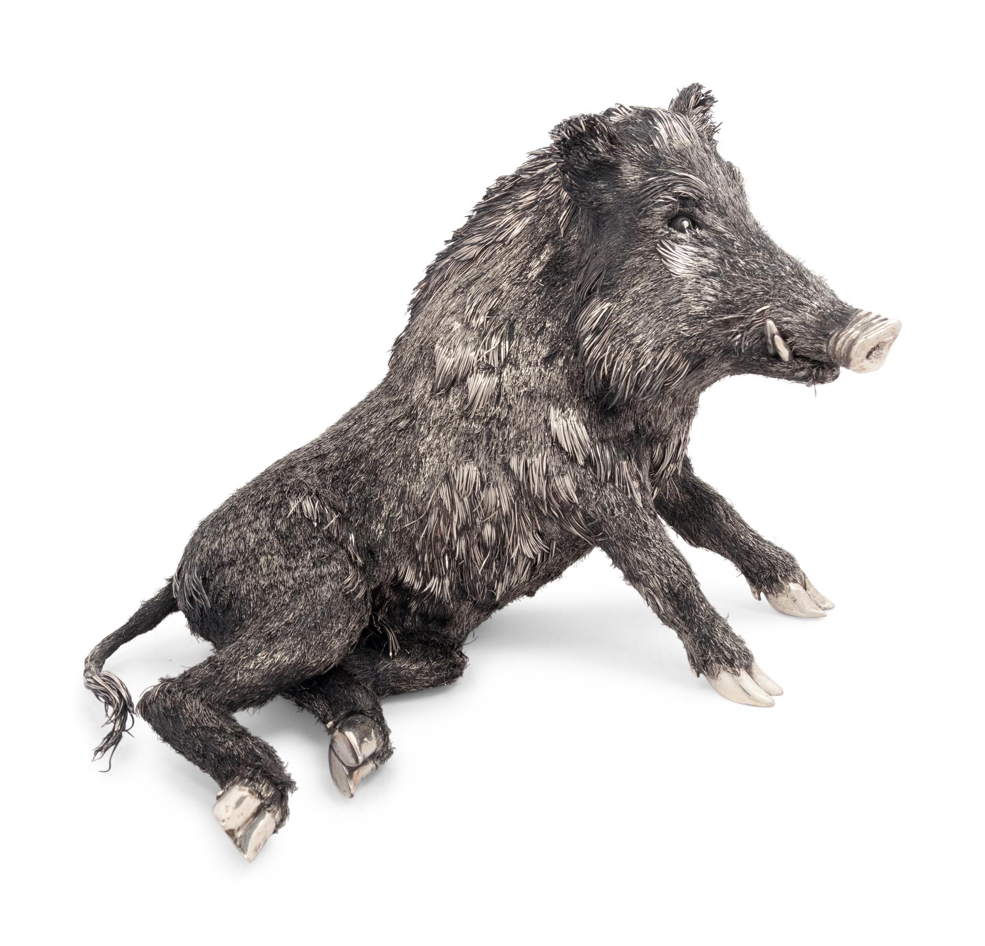 A Buccellati Silver Furry Boar Figure