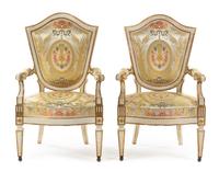 A Pair of Italian Painted Fauteuils Height 43 inches. — FLORENCE, 18TH CENTURY