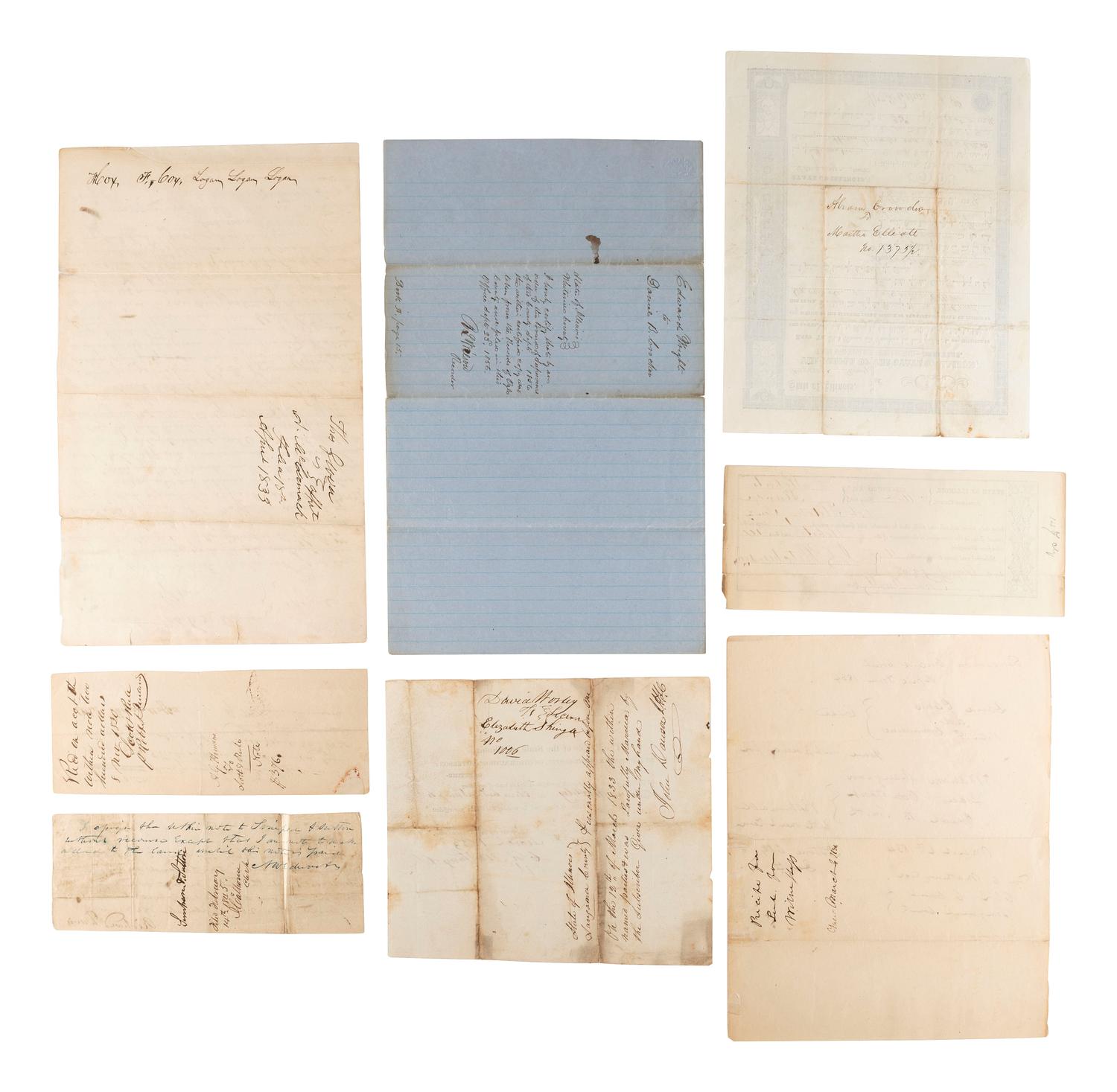 [LINCOLN, Abraham (1809-1865) -- THE LONG NINE]. Documents and autographs from members of "The Long Nine"