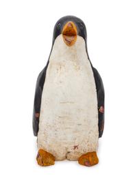 A Carved and Painted Wood Penguin