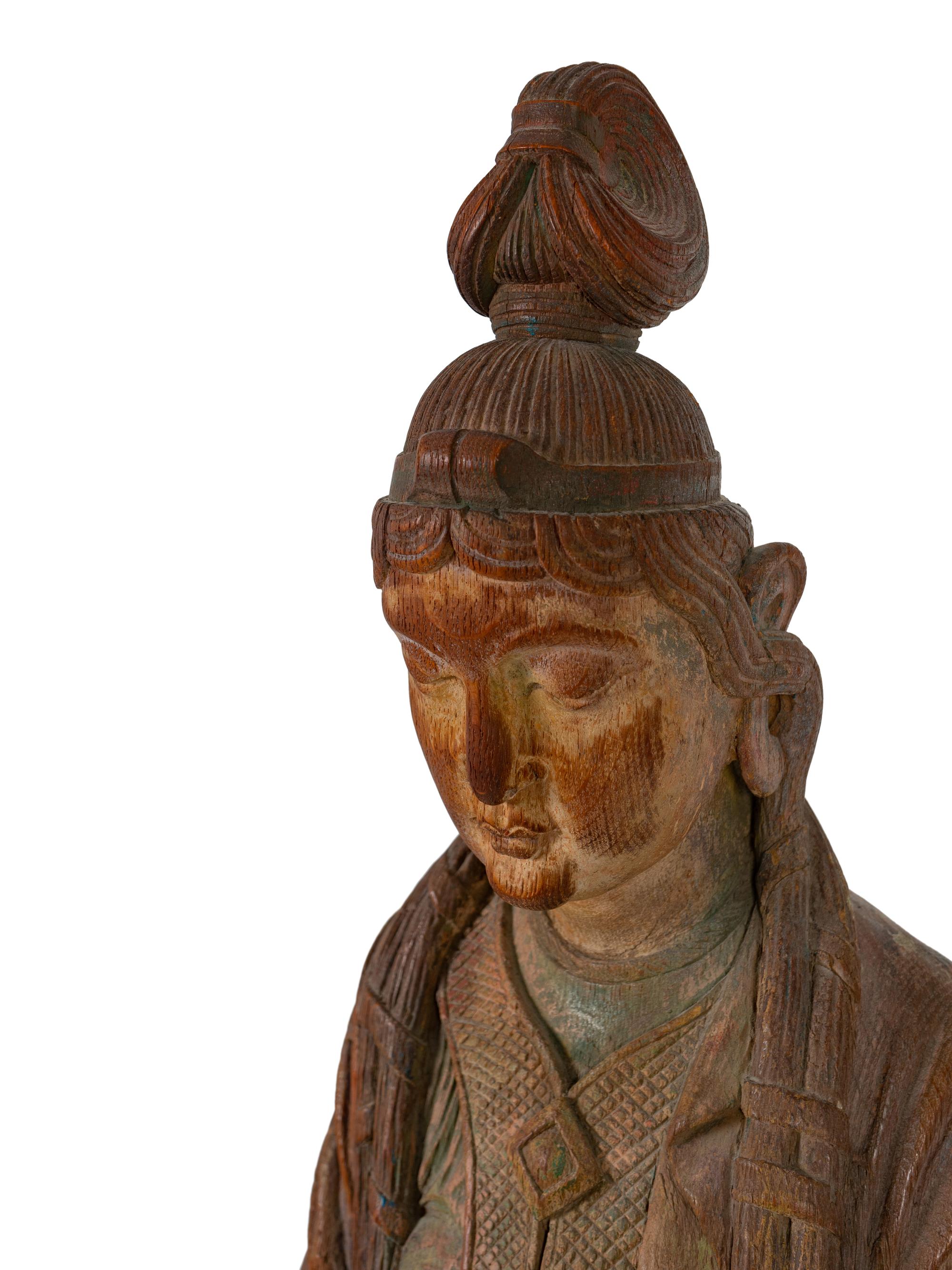 A Chinese Carved and Polychromed Hardwood Figure of Quan Yin — LATE 19TH / EARLY 20TH CENTURY