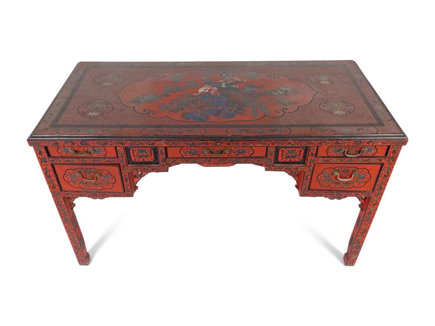 A Chinese Red Lacquer Desk — EARLY 20TH CENTURY