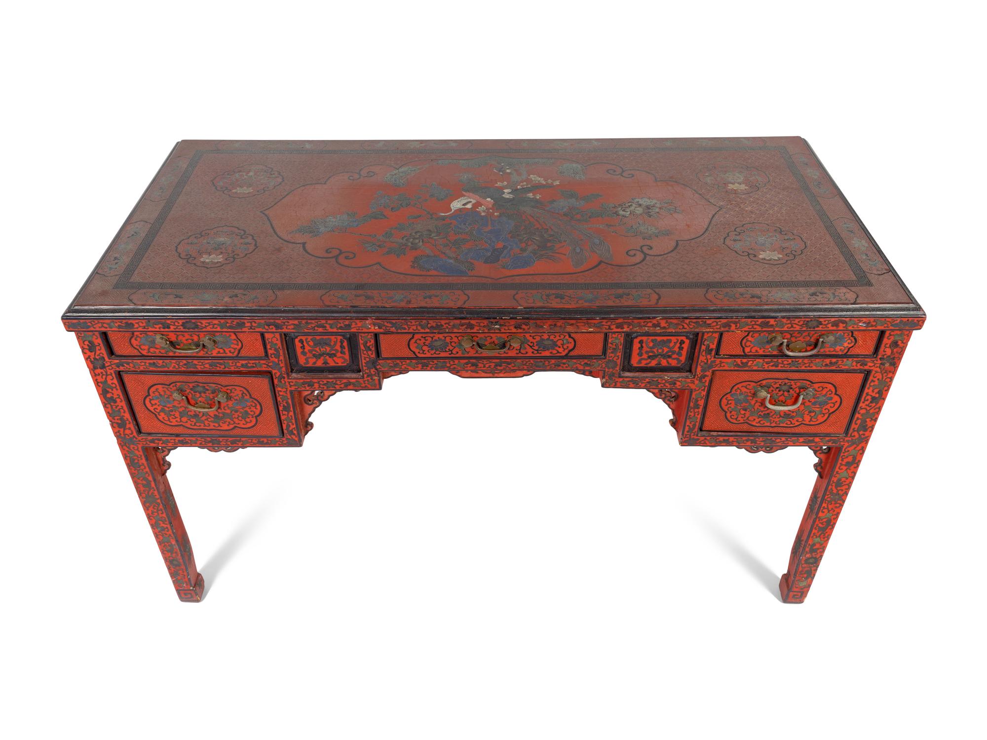 A Chinese Red Lacquer Desk — EARLY 20TH CENTURY