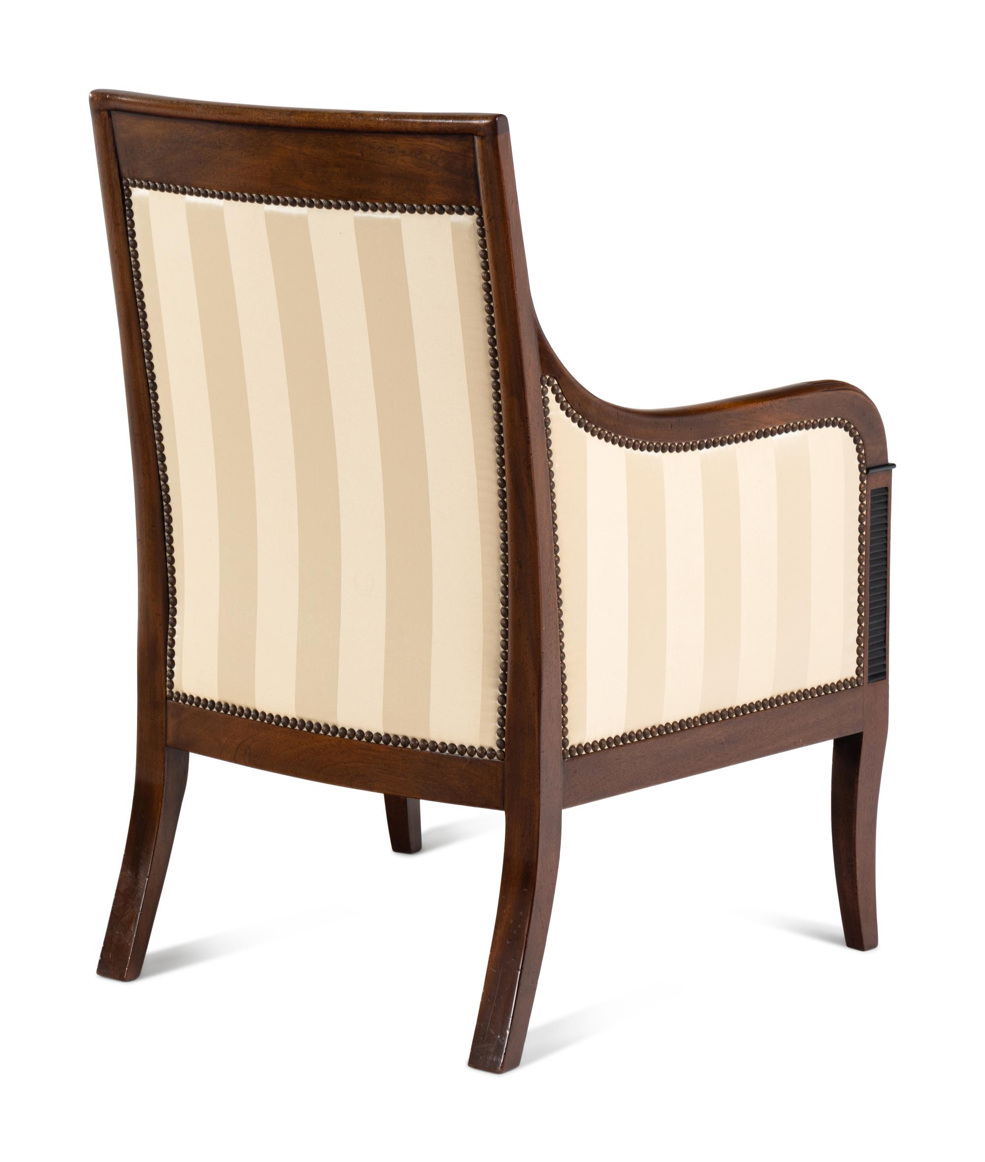 A Pair of Empire Style Mahogany Bergères