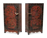 A Pair of Chinese Export Lacquered Cabinets
