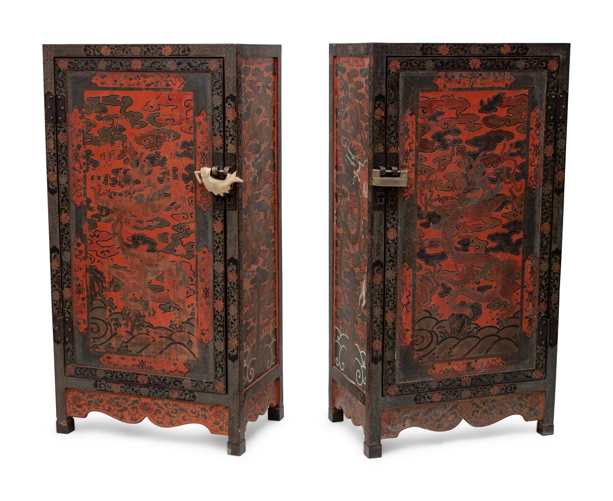 A Pair of Chinese Export Lacquered Cabinets