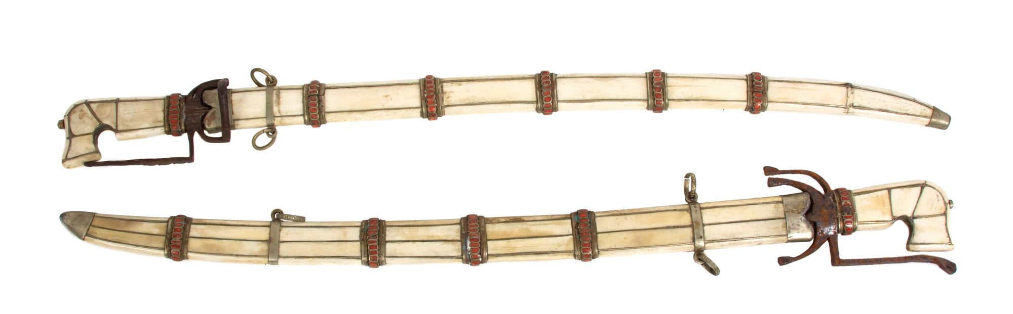 Two Middle-Eastern Ornamental Swords Length 36 inches. — 19TH CENTURY