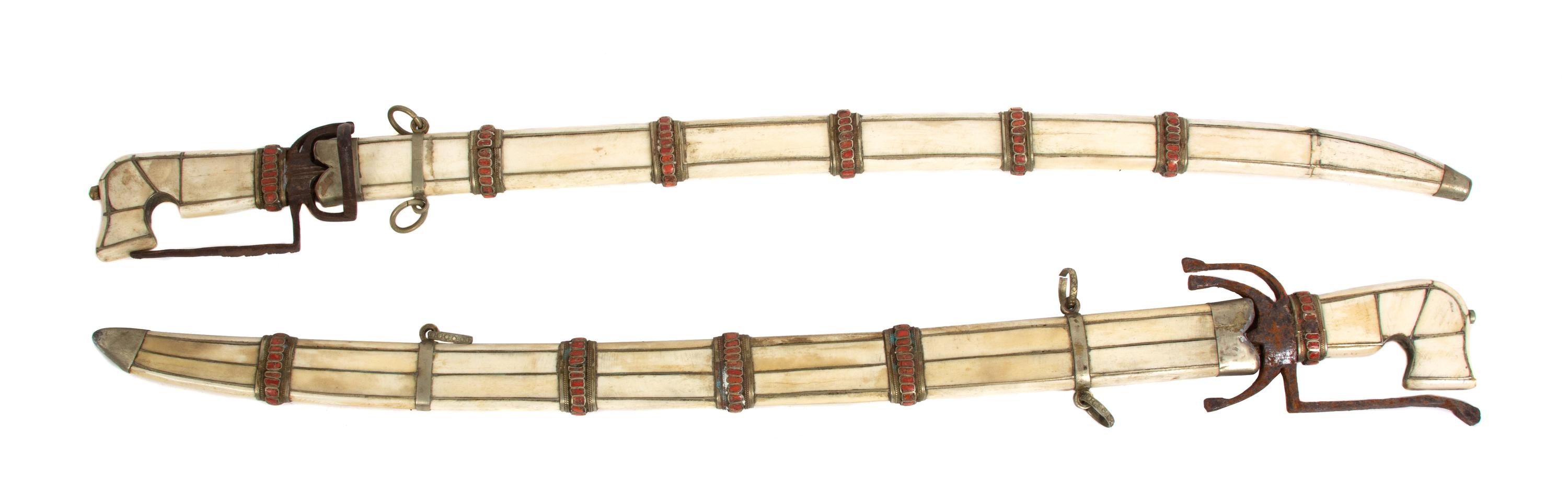 Two Middle-Eastern Ornamental Swords Length 36 inches. — 19TH CENTURY