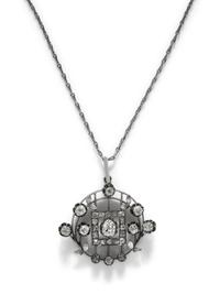 ANTIQUE, WHITE GOLD AND DIAMOND PENDANT
