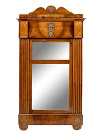 A Continental Carved Mahogany Mirror