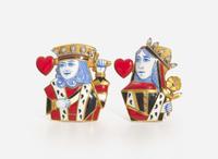 A Pair of King and Queen of Hearts Cartier Clips