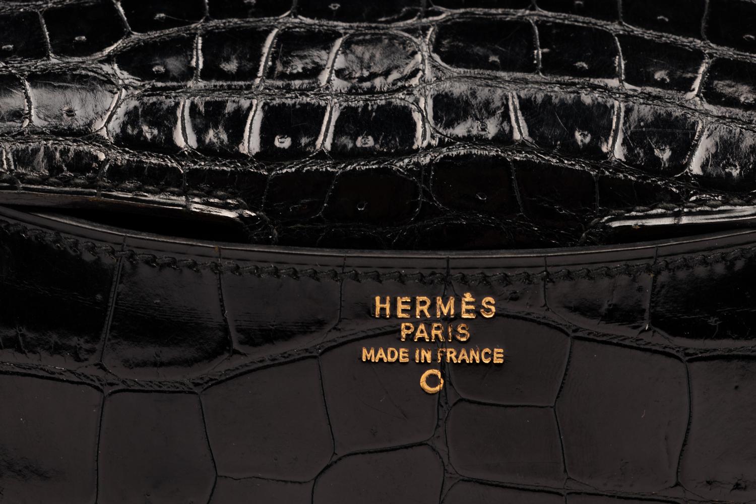 Hermès Constance 23 Shoulder Bag Shiny Black Crocodile