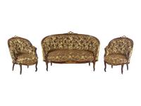 A Louis XV Style Gilt Bronze Mounted Rosewood Three-Piece Salon Suite