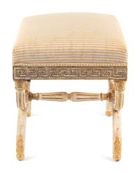 A North European Neoclassical Painted and Parcel-Gilt Stool