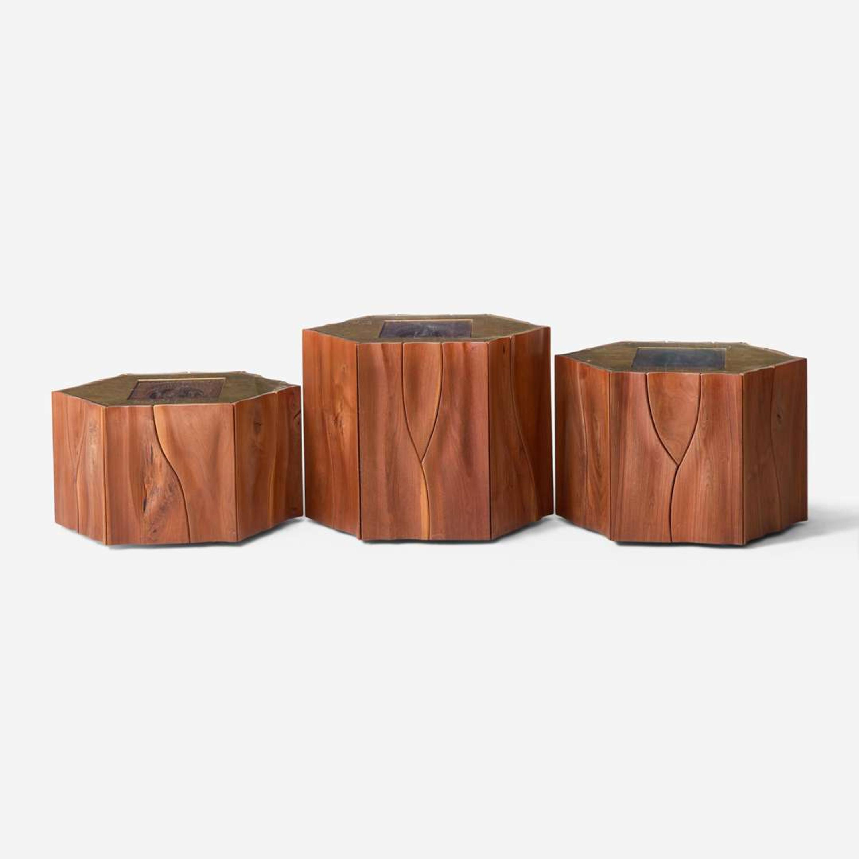 Phillip Lloyd Powell (American, 1919-2008) Set of Three Occasional Tables, New Hope, Pennsylvania, 1976