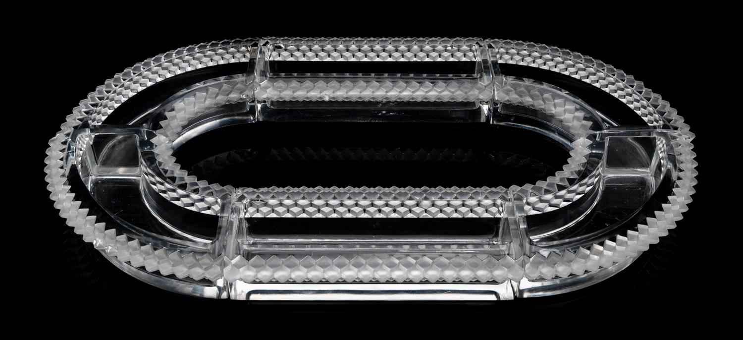 A Lalique Molded and Frosted Glass Table Centre Width overall 20 inches. — SECOND HALF 20TH CENTURY