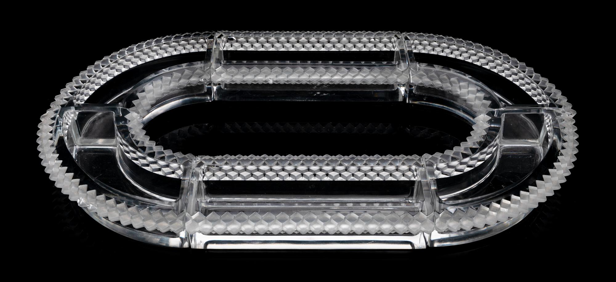 A Lalique Molded and Frosted Glass Table Centre Width overall 20 inches. — SECOND HALF 20TH CENTURY