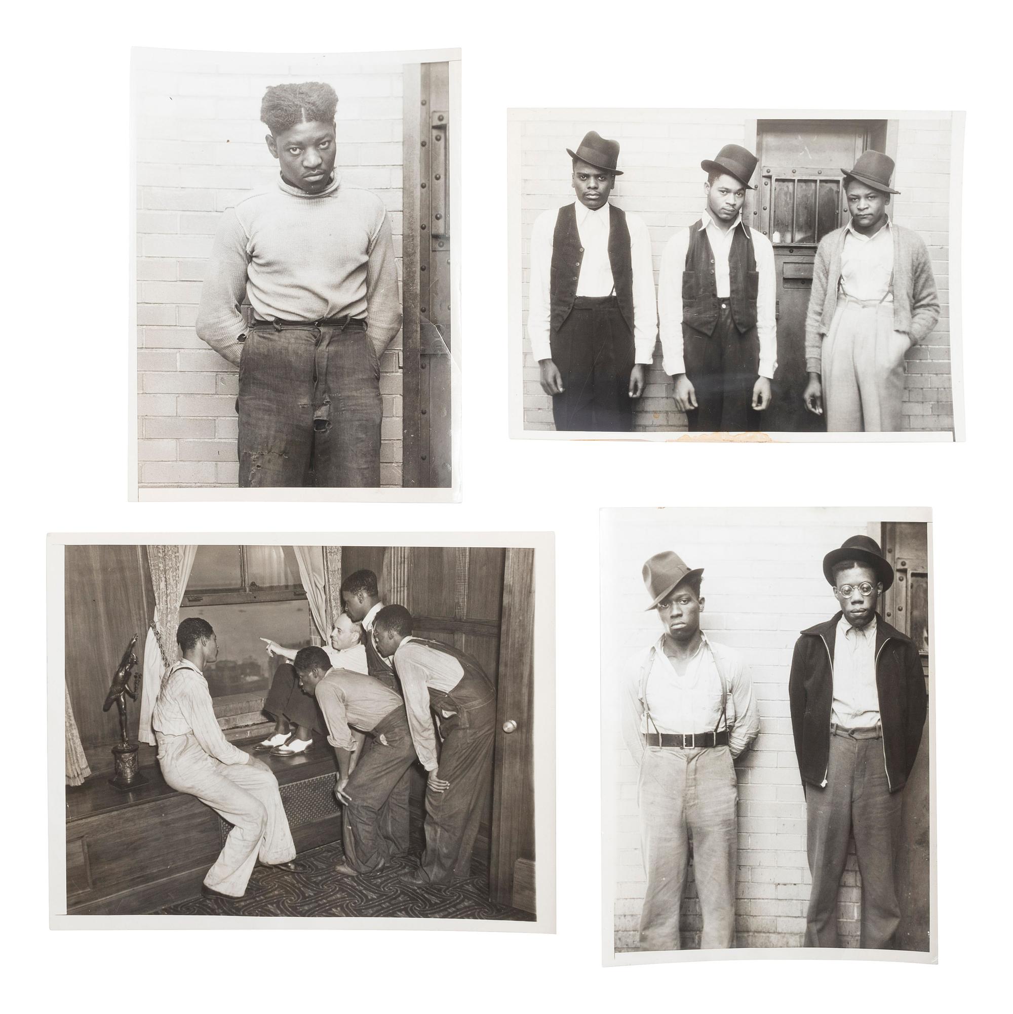 [CIVIL RIGHTS]. A small archive of items related to the "Scottsboro Boys," including 4 press photographs and 1937 pamphlet.