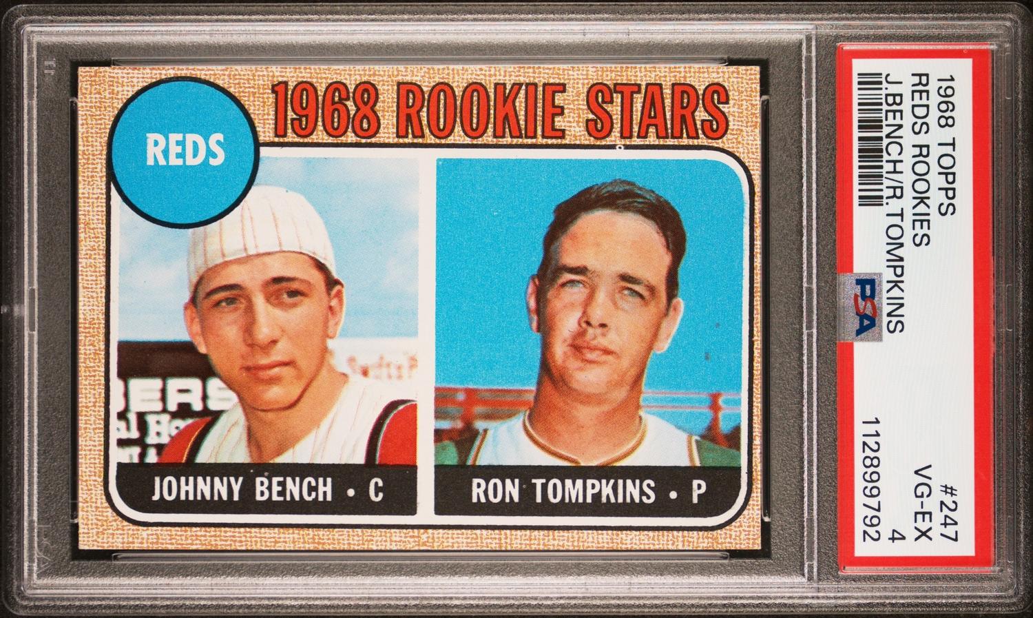 A 1968 Topps Johnny Bench Rookie Baseball Card No. 247 (PSA 4 VG-EX)