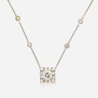 A 14K White Gold and Diamond Necklace