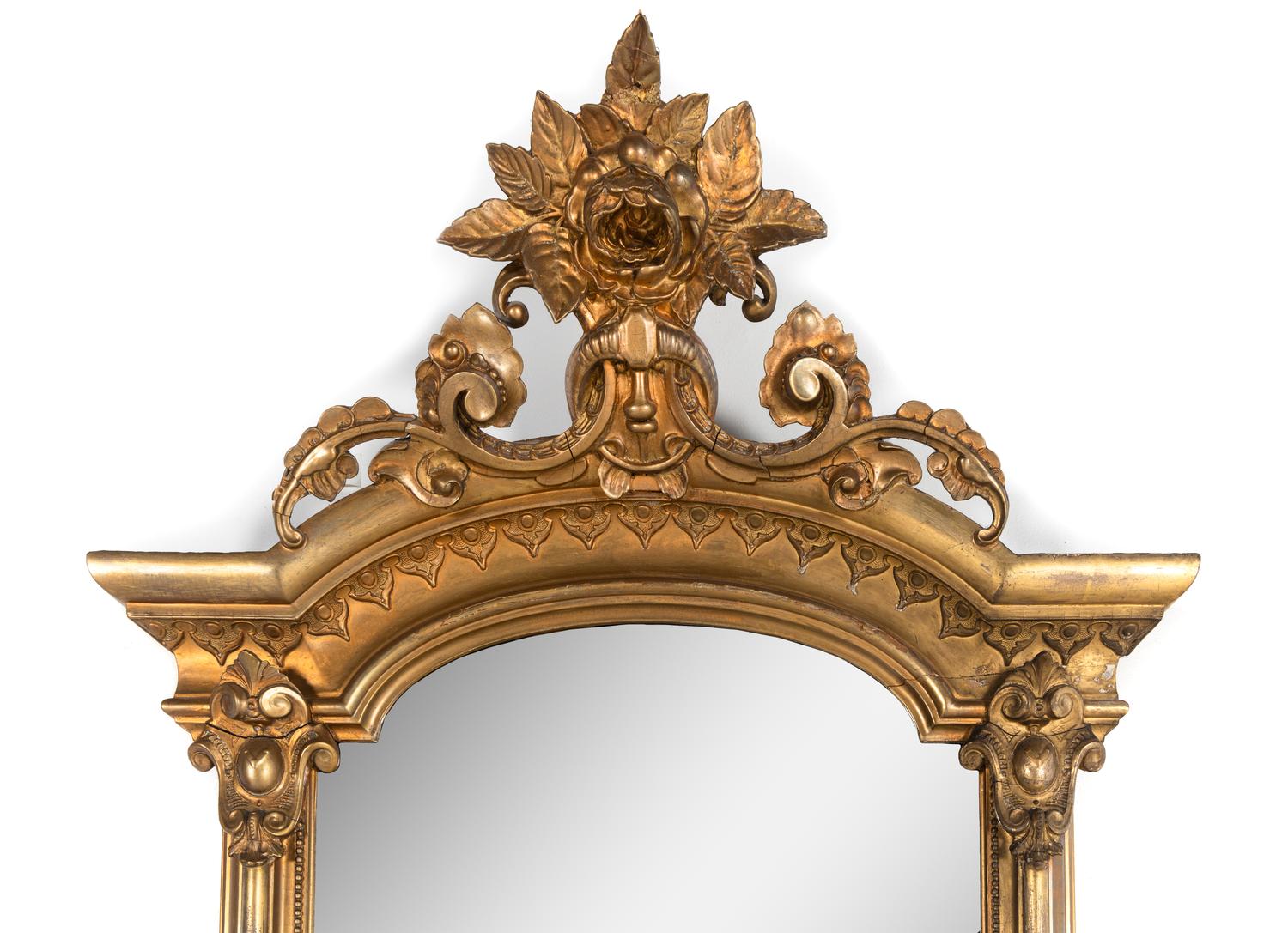 An Italian Giltwood Pier Mirror and Marble-Top Console Table