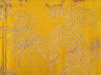 Two Chinese Yellow Embroidered Silk Panels
