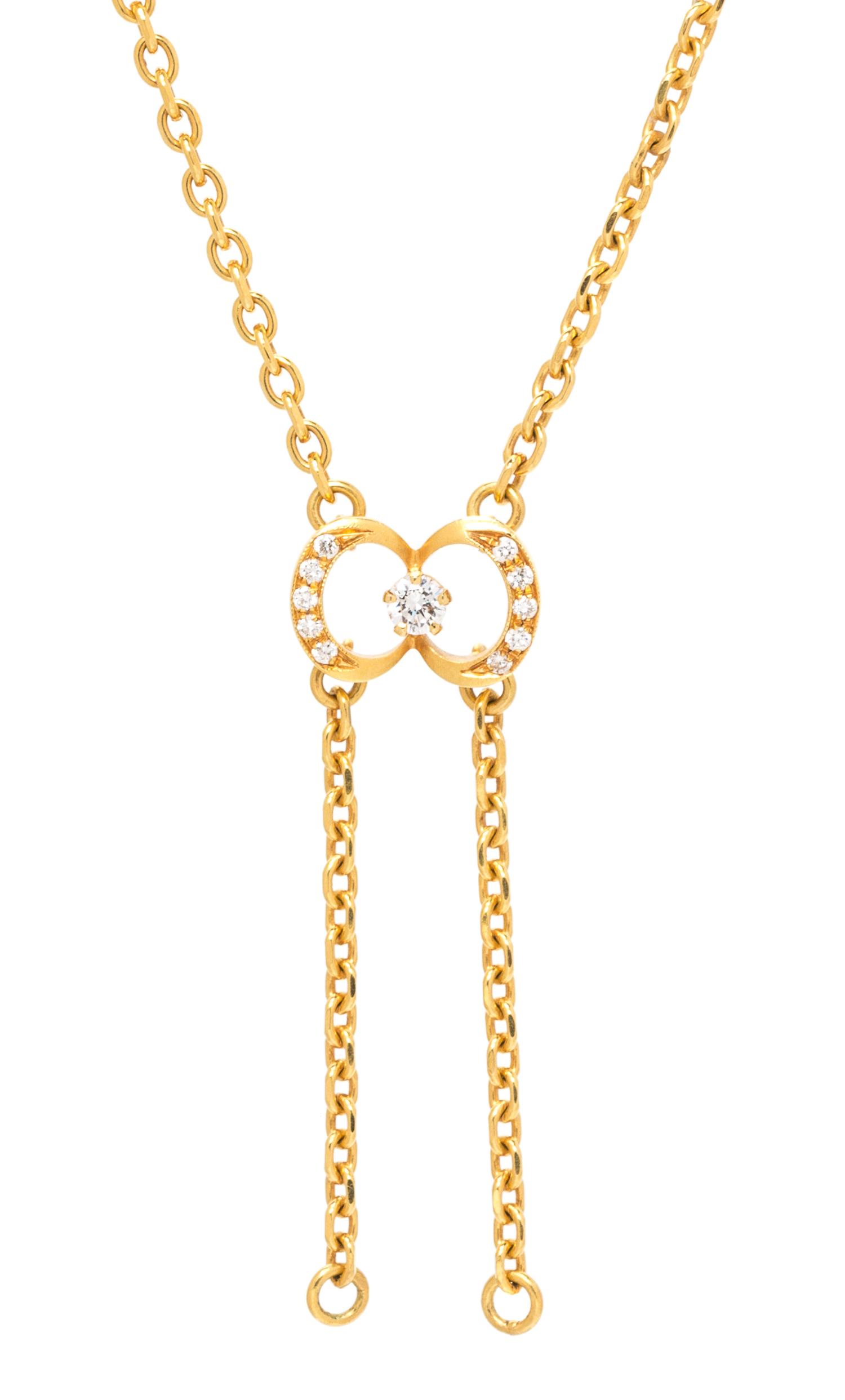 An 18 Karat Yellow Gold and Diamond Lariat Style Chain, Masriera, 6.60 dwts.