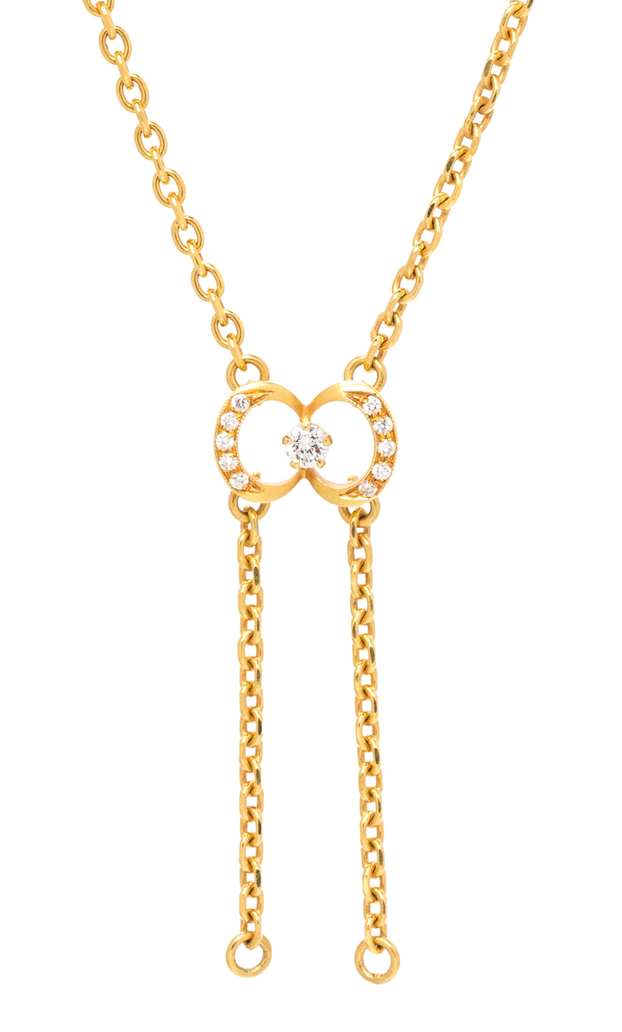 An 18 Karat Yellow Gold and Diamond Lariat Style Chain, Masriera, 6.60 dwts.