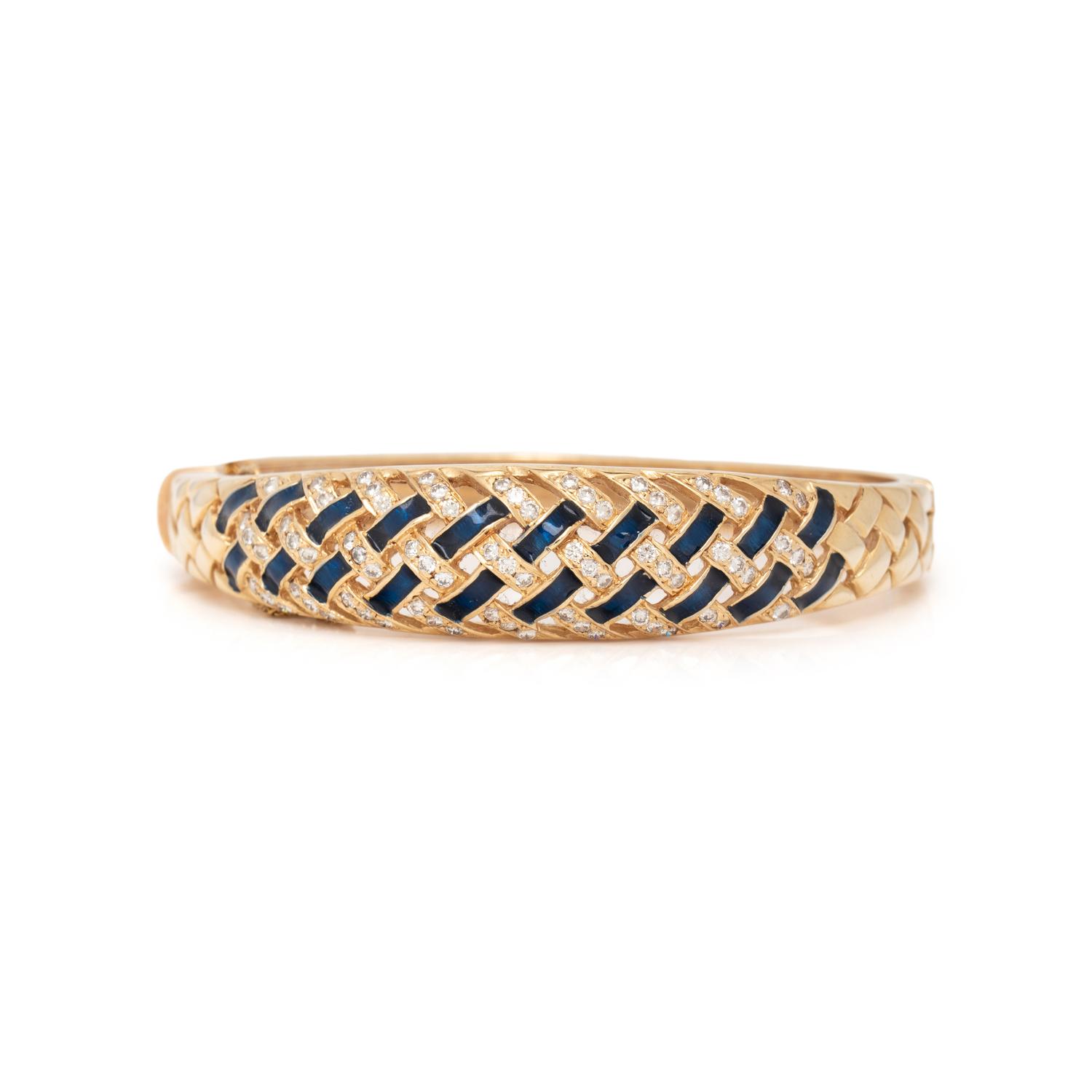 YELLOW GOLD, DIAMOND AND ENAMEL BRACELET